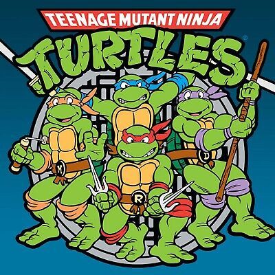 an image of teenage mutant ninja turtles in the middle of a circle with two swords