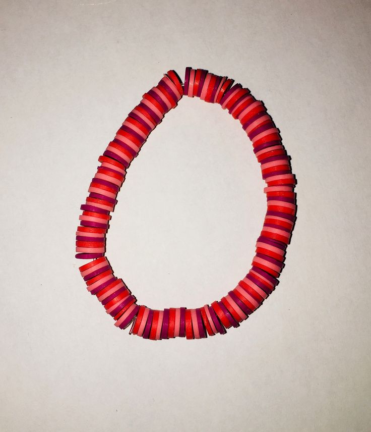 Dark Red, Pink and Red Clay Beads Bracelet, size small Red Clay Bead Bracelet, Clay Beads Bracelet, Clay Bracelets, Red Beaded Bracelet, Bracelets Ideas, Small Business Packaging Ideas, Blue Beaded Bracelets, Business Packaging, Clay Bracelet