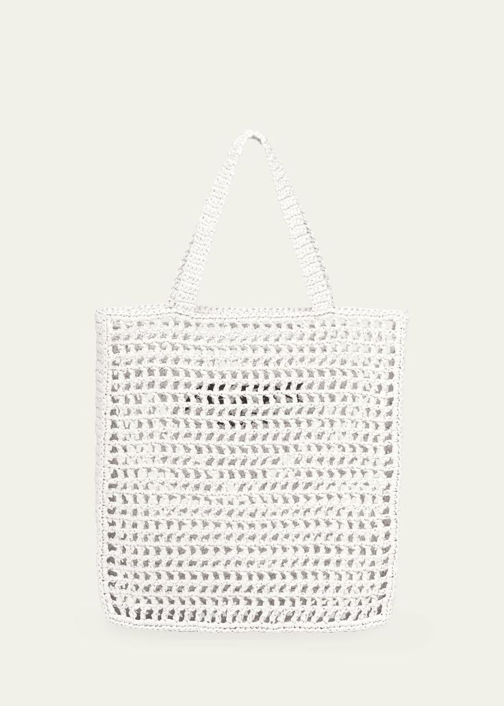 Find PRADA Bicolor Woven Logo Shopper Tote Bag on Editorialist. Prada tote bag in woven raffia with calf leather trim. Flat top handles. Open top. Exterior, contrast logo at front. Made in Italy. Prada Tote Bag, Crochet Tote Bag, Woven Tote Bag, Woven Raffia, Crochet Tote, Shopper Tote, Flats Top, Open Top, Black Tote Bag