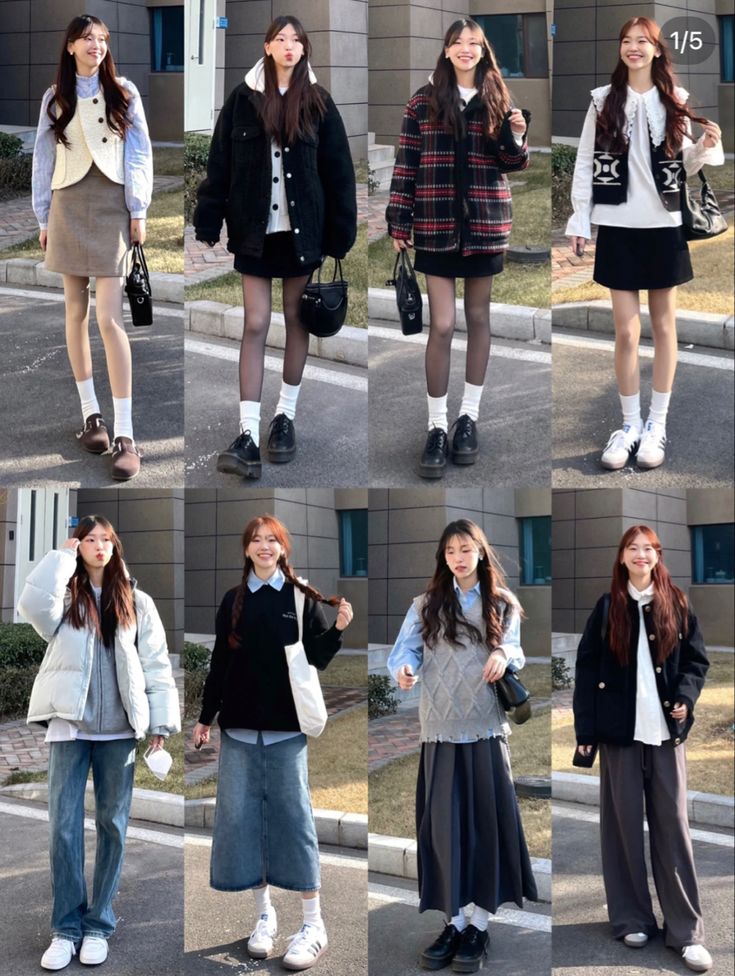 Long Denim Skirt Outfits, Skirt Outfits For Women, Denim Skirt Outfit Ideas, Uniqlo Women Outfit, Uniqlo Outfit, Long Skirt Winter, Korean Winter Outfits, Denim Skirt Outfit, Fashion Dresses For Women