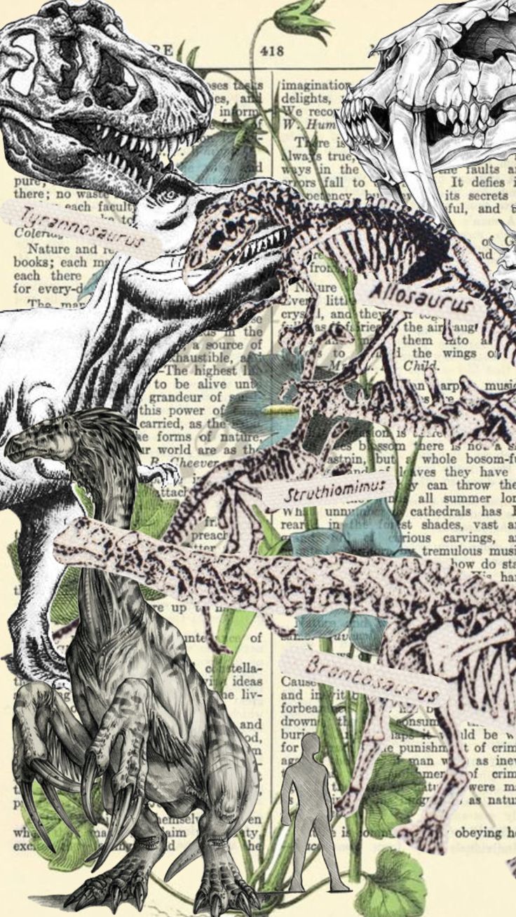 an image of dinosaurs and plants on a page from the book dinosaurs in nature