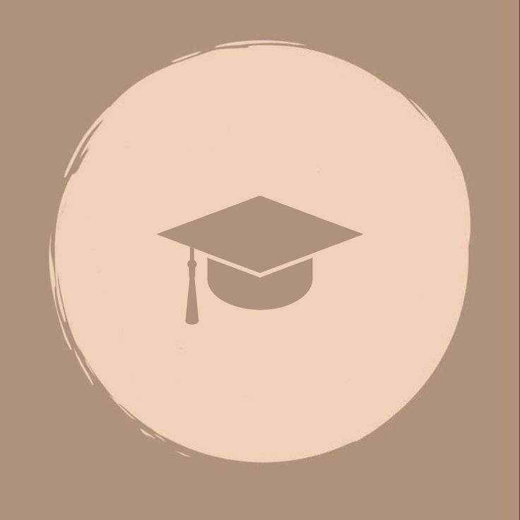 a white circle with a graduation cap on it