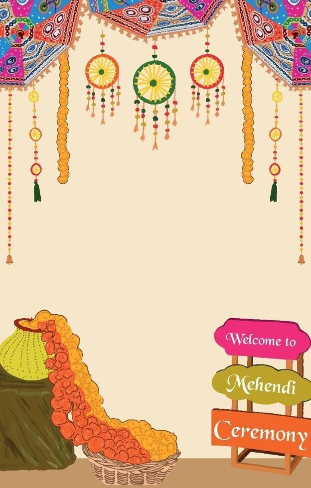 welcome to mehnuli ceremony with colorful decorations