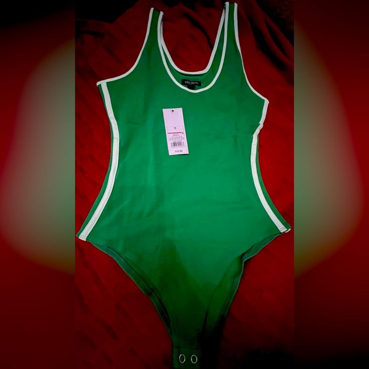 Brandnew Never Used Green One Piece Swimsuit Nwt Trendy Sleeveless Pool Bodysuit, Green Stretch One-piece Bodysuit, Green Stretch Bodysuit For Poolside, Trendy Sleeveless Swimming Bodysuit, Trendy Green Bodysuit For The Beach, Trendy Stretch Sleeveless One Piece, Trendy Sleeveless Stretch One Pieces, Green Sleeveless Bodysuit For Beach Season, Trendy Green Bodysuit For Beach Season