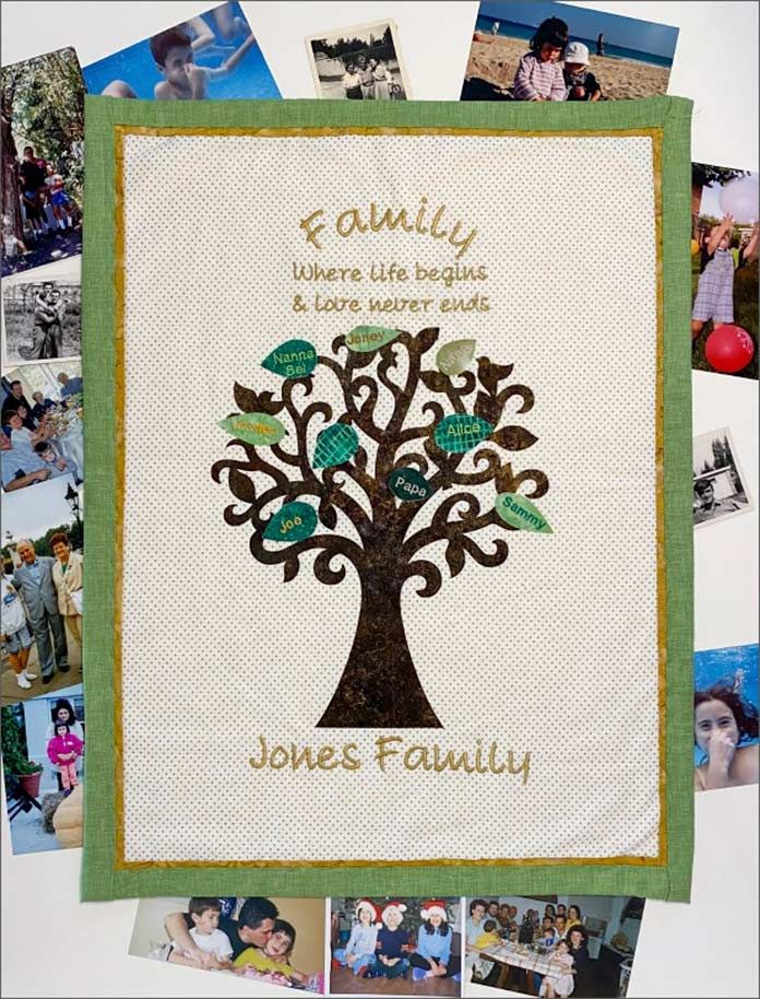 the family tree is surrounded by many photos