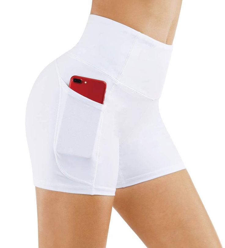 PRICES MAY VARY. [Premium&Comfortable Material] - Non see-through, moisture wicking, quick-dry,breathable and 4-ways stretchy premium fabric. No deforming even after washes. [Deep Two Side Pocket] - There are 2 pockets so that you can put your phone in there. If you like listening music when you are walking or running, these 2 pockets will keep your phone or ipod well. [Keep Perfect Shape] - High-waisted style with tummy control design. Wide waistband contours body curves and streamlines shape h Gym People, Legging Court, Fitness Shorts, Medium Support Sports Bra, Functional Fashion, Athletic Workout, Body Curves, Athlete Workout, High Waist Fashion