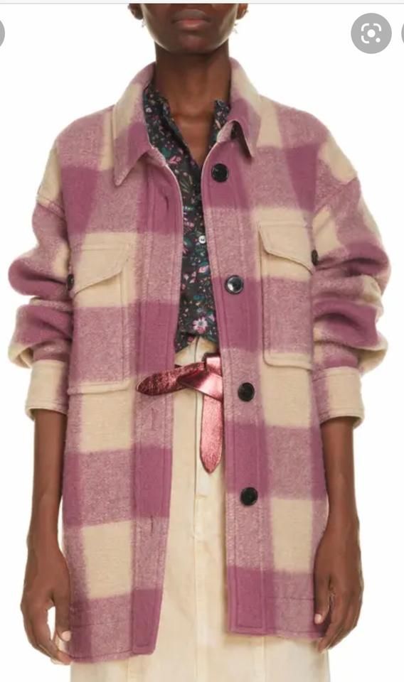 Women Flannel, Plaid Wool Coat, Buffalo Plaid Flannel, Check Coat, Embellished Jacket, Checked Jacket, Flannel Jacket, Plaid Coat, Isabel Marant Etoile