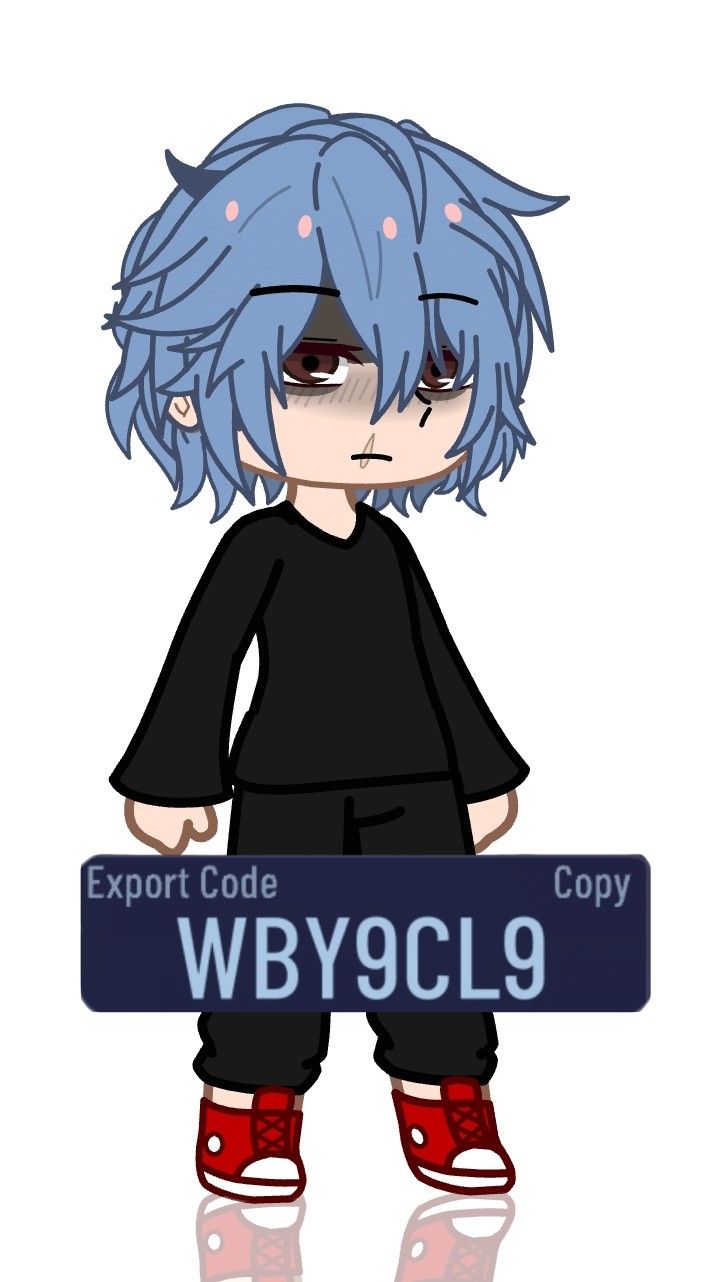 an anime character with blue hair holding a sign that says wybycl9