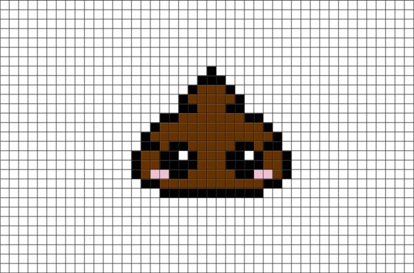 an image of a pixellated face in brown and black, on a white background