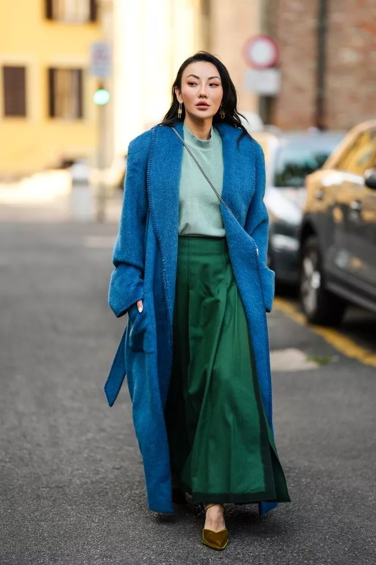 Blue And Green Capsule Wardrobe, Jewel Tones Fashion Outfit, Oliver Bonas Outfit, Vivid Winter Outfits, Deep Winter Outfits Color Palettes, Lilac Beanie Outfit, Color Blocking Outfits Winter, Bright Feminine Outfits, Bright Winter Color Outfits