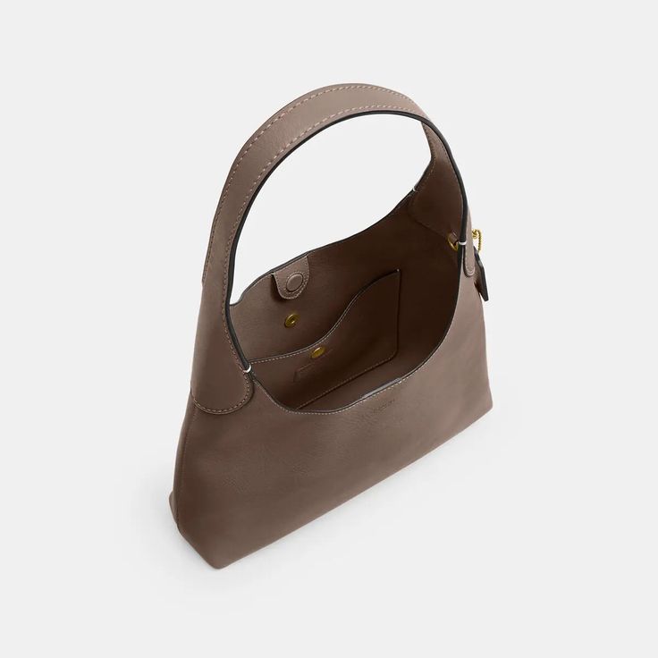 Coach Brooklyn Shoulder Bag - Brass/dark Stone | Editorialist Coach Brooklyn Shoulder Bag 39, Coach Brooklyn Bag Suede, Chic Coach Pebbled Leather Shoulder Bag, Coach Pebbled Leather Shoulder Bag, Coach Brown Pebbled Leather Bag, Brooklyn, Brass, Shoulder Bag, Stone