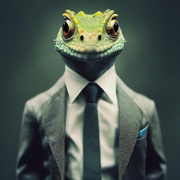 a lizard wearing a suit and tie