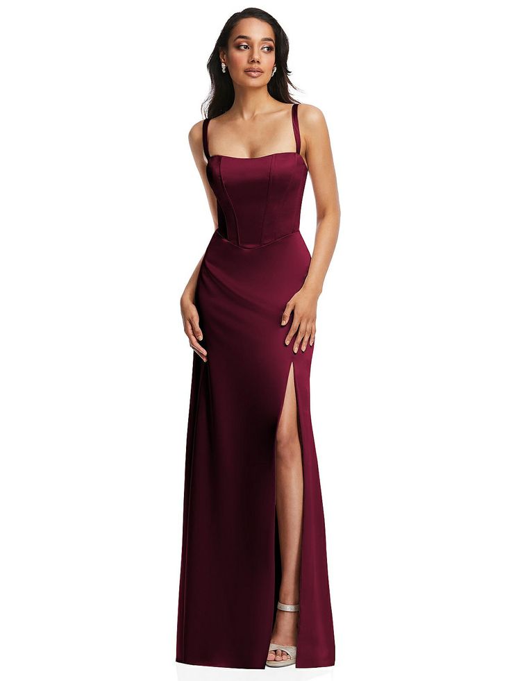 Burgundy Evening Dress, Stretch Satin Dress, Satin Evening Gown, Satin Evening Dresses, Satin Gown, Dress Spaghetti, Satin Maxi Dress, Stretch Satin, Junior Dresses