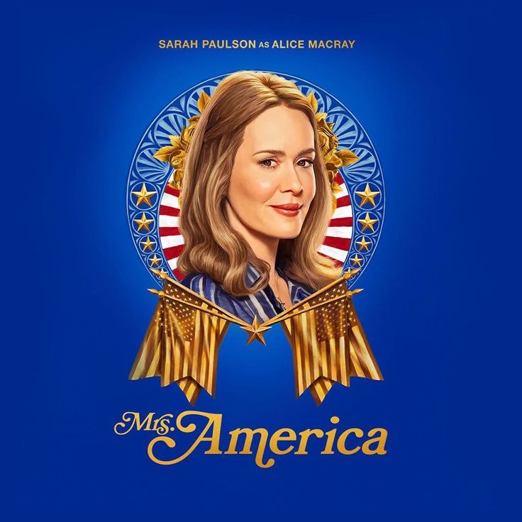 the movie poster for mrs america with an image of a woman's face in gold and