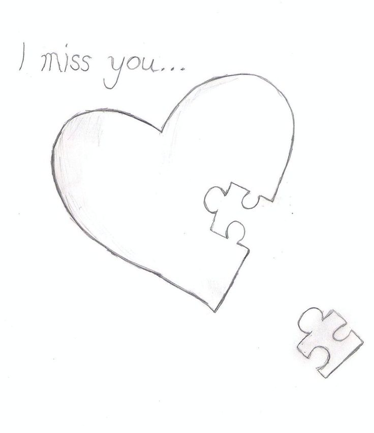 a piece of puzzle with the words i miss you on it and a heart in the middle