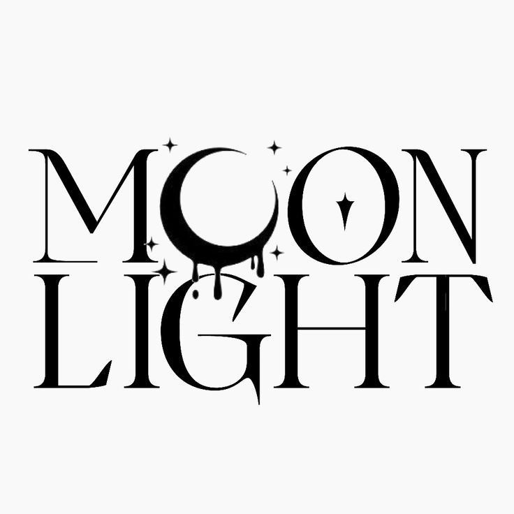 the words moon light written in black on a white background