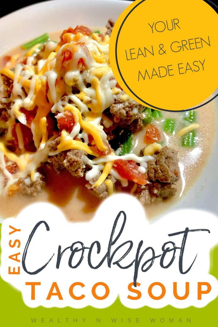 the cover of easy crockpot taco soup