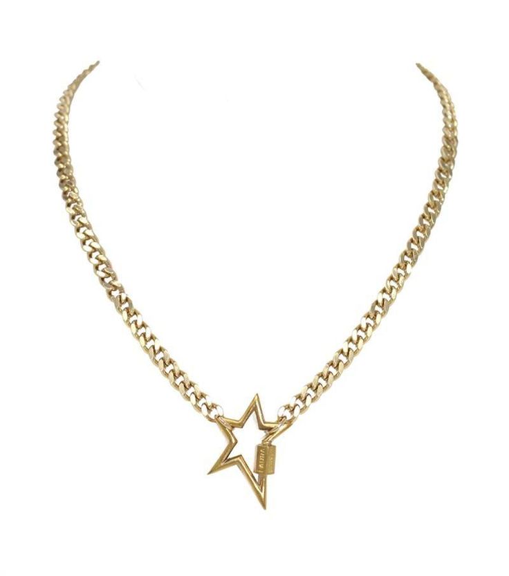 Bold Star Lock Necklace Gold - LAURA CANTU JEWELRY US Star-shaped Metal Necklaces For Gifts, Star-shaped Metal Necklaces As Gift, Star-shaped Metal Necklace As Gift, Star-shaped Metal Necklace Gift, Star-shaped Metal Chain Necklace As Gift, Star Shaped Metal Chain Necklace As Gift, Star-shaped Metal Chain Necklace For Gift, Star Shaped Metal Jewelry With Star Charm, Star-shaped Metal Chain Jewelry