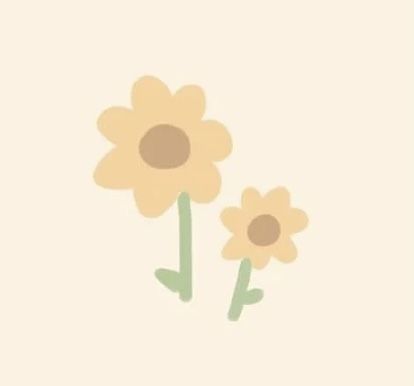 two yellow flowers with green stems on a light colored background in the shape of an arrow