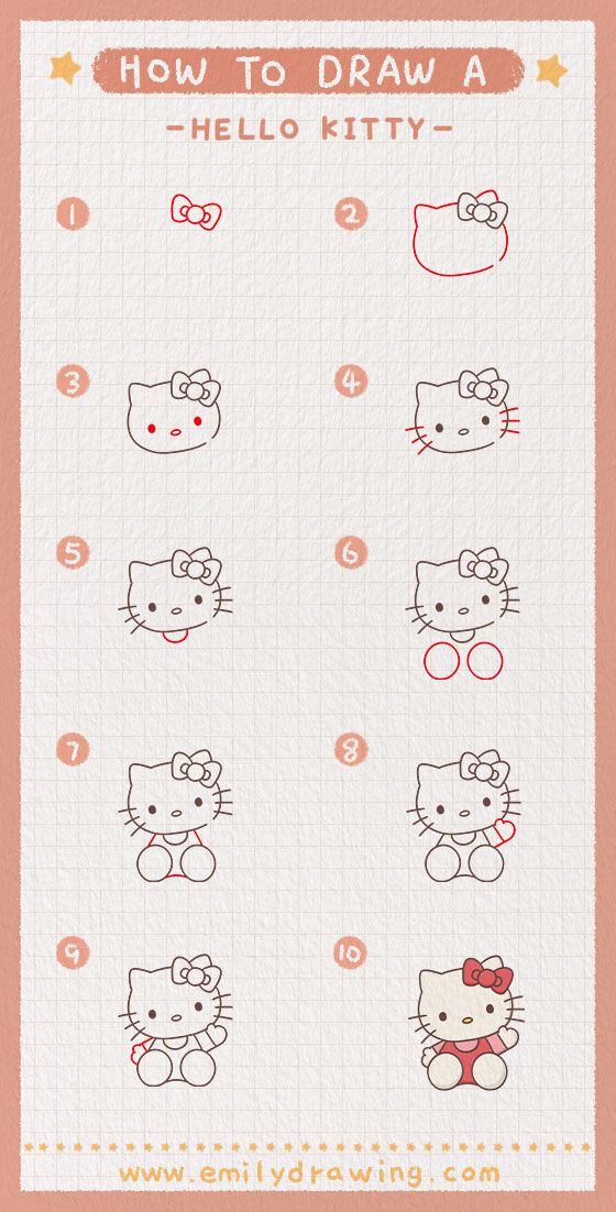 the instructions for how to draw hello kitty