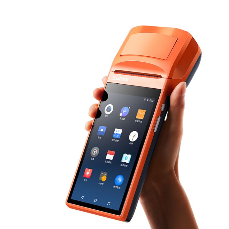 a hand holding an orange and black device with the words v1s on it