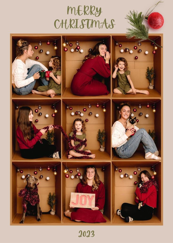 a family christmas card with the words merry christmas written on it and pictures of them