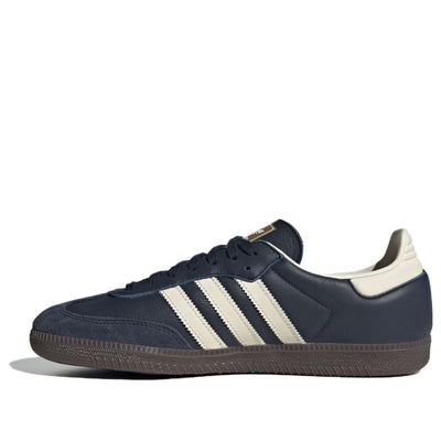 The adidas Samba OG Night Navy Gum is a timeless classic, originally designed for soccer training but now a lifestyle icon. This navy blue leather upper with suede overlays and gum rubber sole delivers both style and durability.  The iconic three stripes, gold foil tongue patch, and T-toe design add vintage charm. Adidas Sambas Aesthetic, Navy Blue Sambas, Navy Sambas, Navy Samba, Aesthetic Closet, Adidas Navy, Clothes Wishlist, Navy Blue Shoes, Adidas Samba Og