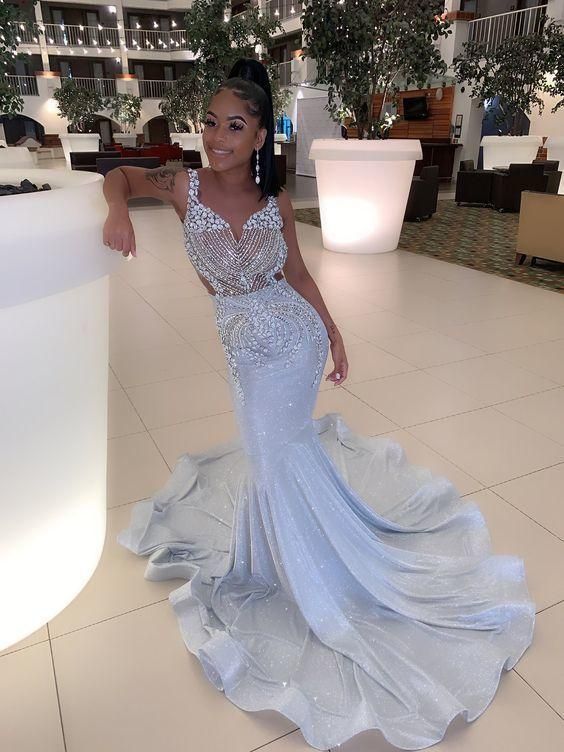 Baddie Prom, Highschool Prom, Prom 2k22, Baby Blue Prom Dresses, Neon Prom Dresses, Senior Szn, Prom Dress Black, Blue Prom Dress, Prom Dresses Long Mermaid