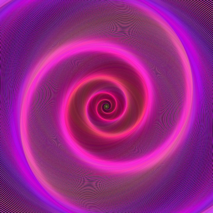 an abstract purple and pink background with swirls in the center, as well as a circular