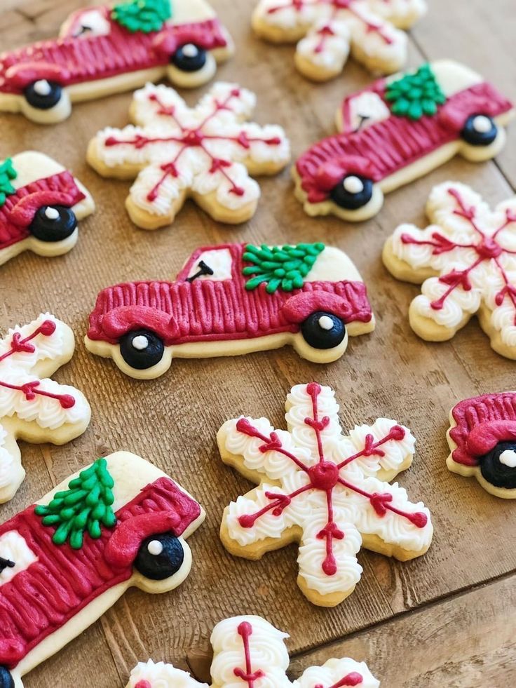 cookies decorated with icing and decorations are displayed on a wooden table, which is instagram