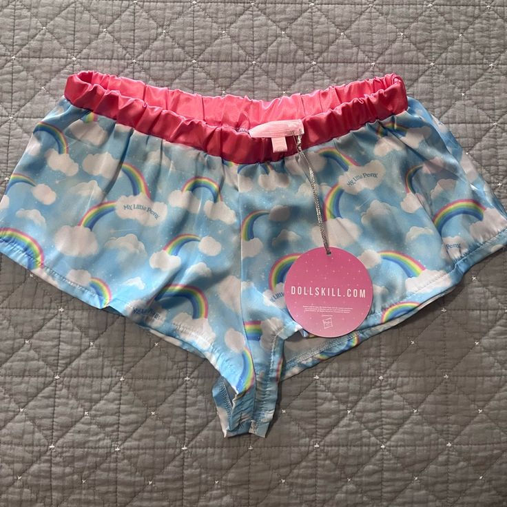 #Newwithtags Size Large #Dollskill #Mylittlepony Shorts! So Soft And Silky Just Have Never Been Worn. Cute Short Sleepwear For Pajama Party, Cute Short Sleepwear For Loungewear, Cute Short Length Sleepwear For Pajama Party, Playful Stretch Loungewear Shorts, Fun Blue Sleepwear, Cute Sleepwear With Elastic Waistband For Loungewear, Summer Pajama Shorts For Overnight, Cute Long Pants Sleepwear For Sleepovers, Summer Overnight Pajama Shorts