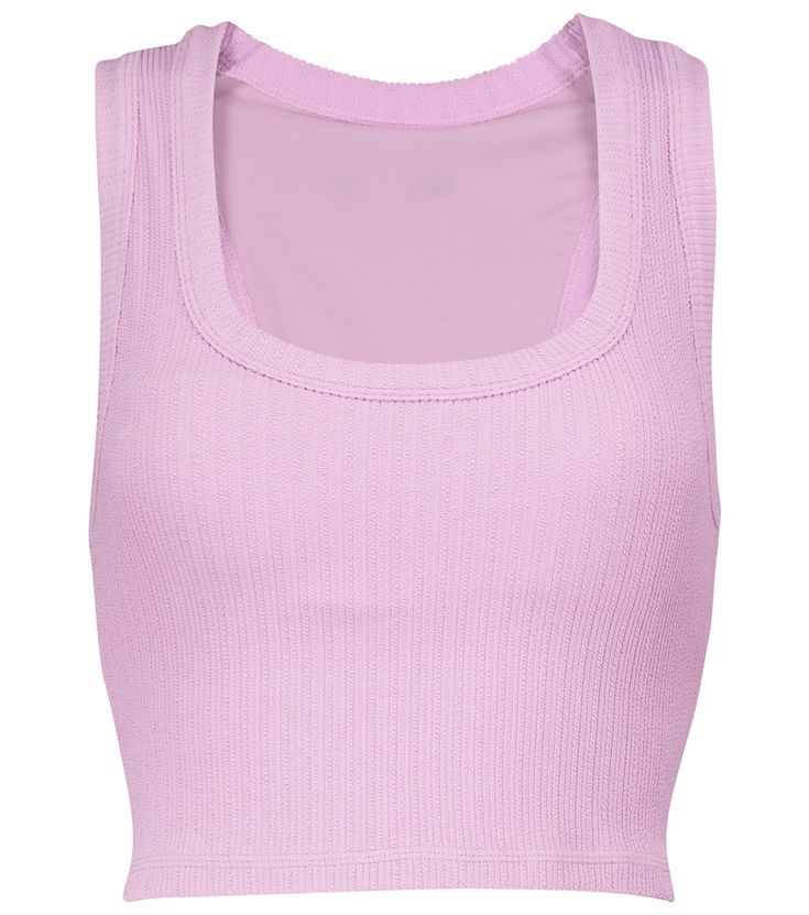 THE UPSIDE designs this comfortable and breathable crop top from technical fibers, with a touch of stretch. In a vibrant lilac colorway, this piece is ideal for working out and can be paired with matching leggings. Medium Support Cropped Yoga Crop Top, Medium Support Cropped Top For Yoga, Compressive Casual Crop Top, Stretch Cotton Crop Top Sports Bra, Compressive Cropped Top For Summer, Seamless Cropped Athleisure Crop Top, High Stretch Cropped Crop Top For Loungewear, Solid Color Cropped Crop Top For Gym, Spring Fitted Crop Top Activewear