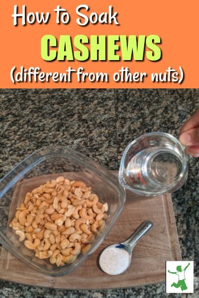 a bowl of cashews and a spoon on a cutting board with the words how to soak cashews different from other nuts