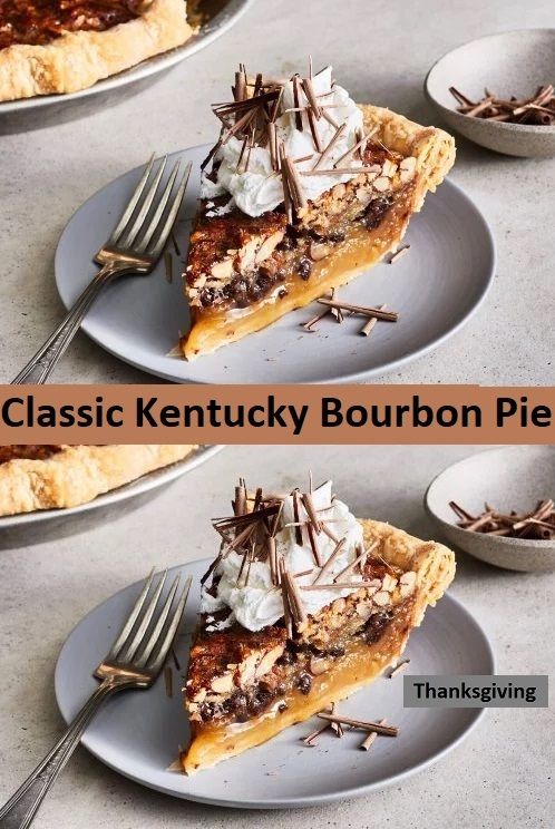 two plates with slices of classic kentucky bourbon pie