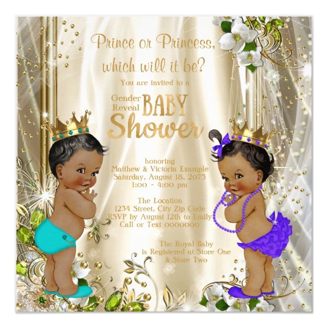 two babies wearing diapers and crowns are in front of a gold background with white flowers