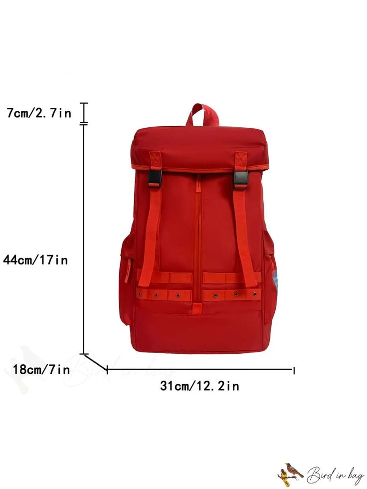 BirdinBag - Mochila con solapa y parche Rectangular Nylon Shoulder Bag For Back To School, Back To School Rectangular Nylon Shoulder Bag, Large Capacity Laptop Backpack For Outdoor, Portable Laptop Bag Backpack For Outdoor Activities, Portable Laptop Backpack For Outdoor Activities, Casual Laptop Bag For Back To School, Large Capacity Flap Travel Bag, Functional Travel Bag With Flap, Casual Shoulder Bag For Outdoor And Back To School