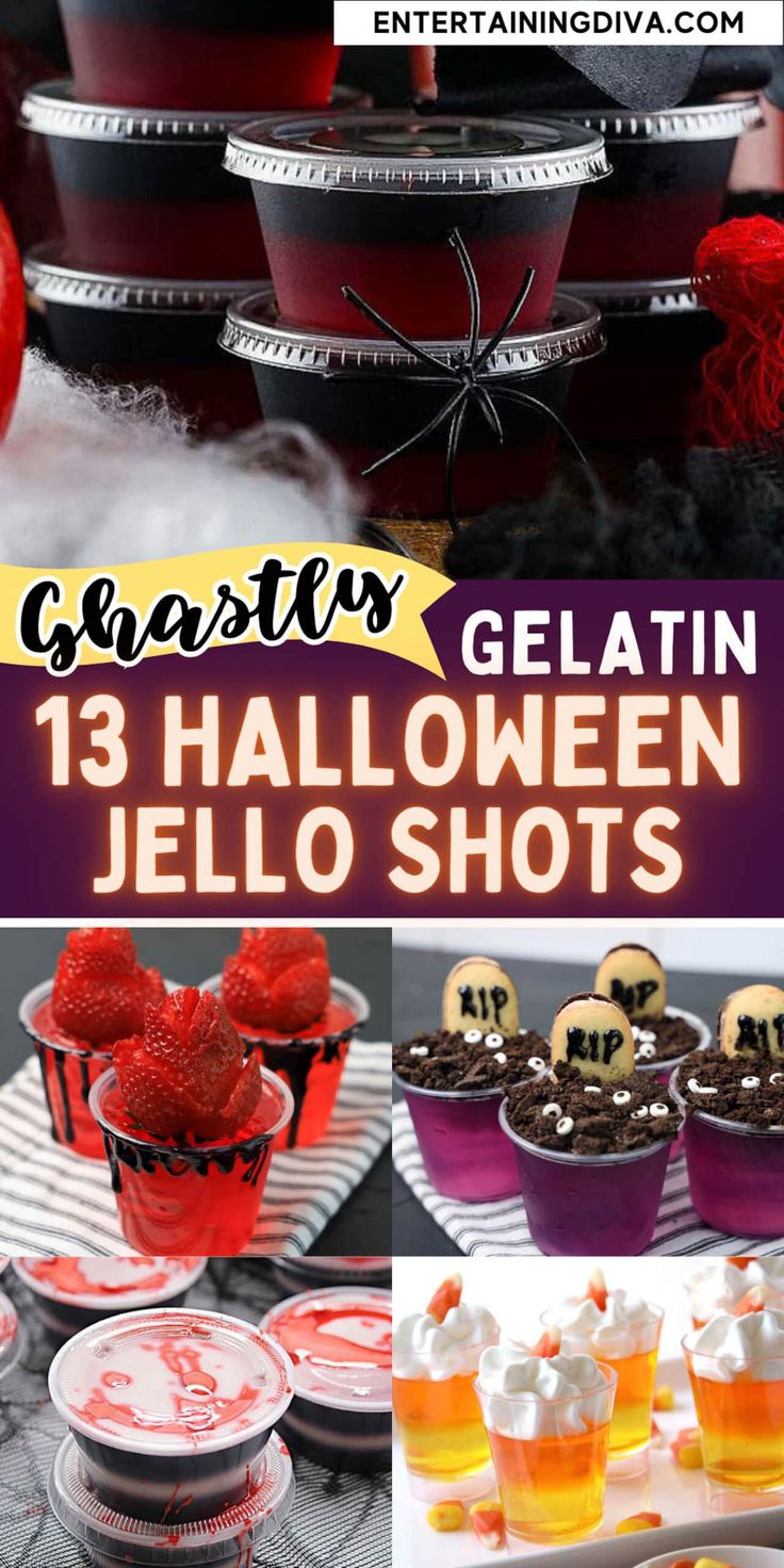 15 Of The Best Halloween Jello Shots | Halloween Jello Shots Everclear Jello Shots, Hello Shot Recipes Alcohol, Fish Bowl Jello Shots, Halloween Booze Ideas, Halloween Food And Drinks For Party, Fun Easy Halloween Cocktails, Fun Halloween Jello Shots, Scary Jello Shots, Gourmet Jello Shots