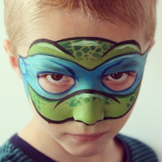 Teenage Mutant Ninja Turtle face paint design by www.facefunutah.com.  Professional Face & Body Painter, Lizz Daley Turtle Face Paint, Ninja Turtle Face Paint, Superhero Face Painting, Face Painting For Boys, Ninja Turtles Birthday Party, Painting Animals, Face Painting Easy, Ninja Turtle Birthday, Kids Face Paint