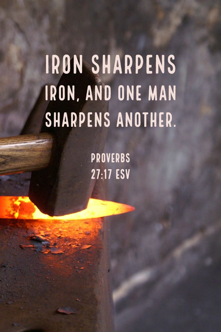 an iron sharpener with the words iron sharpens iron, and one man sharpes another