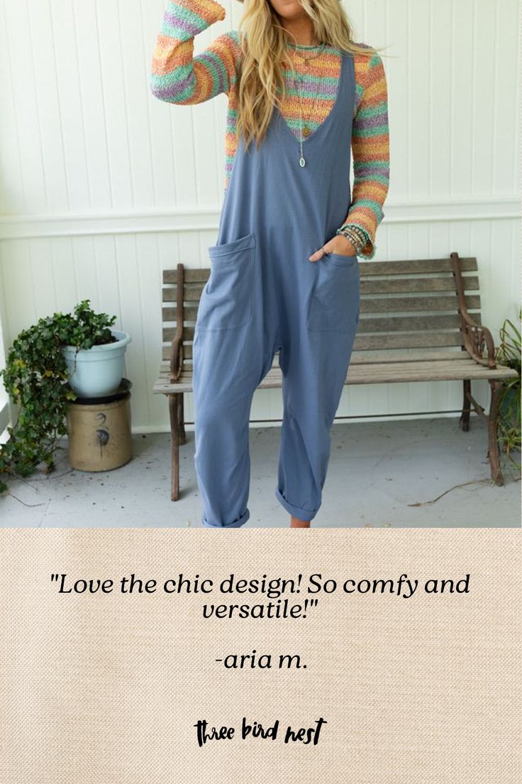 Get ready to look effortlessly boho - chic and ready - to - go in the Marina Bay Jumpsuit, whether you're running errands or catching up with friends, these overalls will keep you looking stylish and feeling confident all day long! Comfortable, solid, stretch knit fabric Loose and baggy jumpsuit silhouette Flattering deep v - neckline and a racer backline Double front patch pockets Dropped crotch details with loose straight pant legs Pair with: Tattoo Bralette, Infinite Sunrise Tassel Tie Kimono Comfortable Summer Loungewear Jumpsuits And Rompers, Comfortable Summer Jumpsuits And Rompers For Loungewear, Comfortable Summer Loungewear Jumpsuits, Relaxed Spring Jumpsuits And Rompers, Spring Comfortable Relaxed Fit Jumpsuits And Rompers, Comfortable Summer Jumpsuits And Rompers For Leisure, Comfortable Jumpsuits And Rompers For Summer Leisure, Comfortable Summer Overalls And Rompers, Comfortable Cotton Jumpsuits And Rompers With Pockets