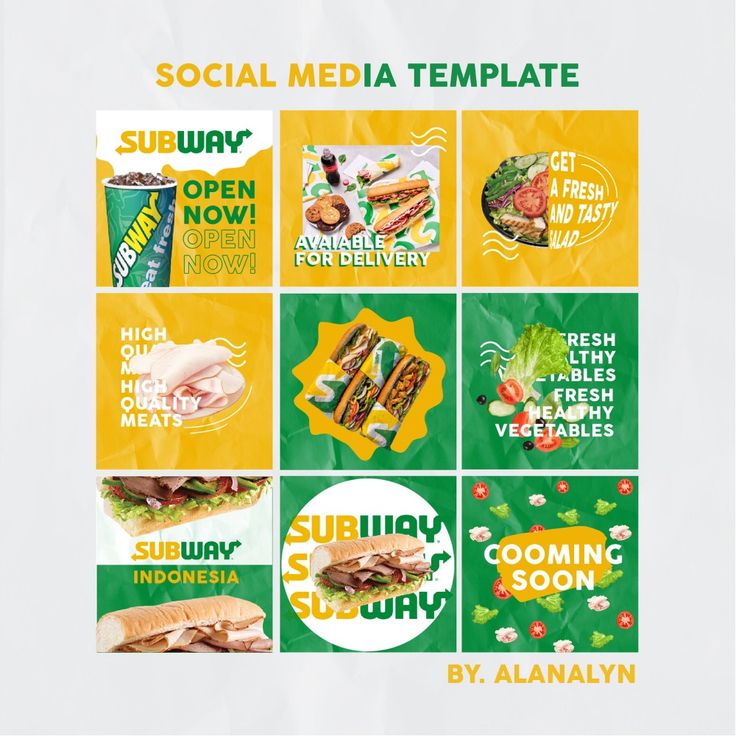 the social media flyer is designed to look like it has many different food items on it