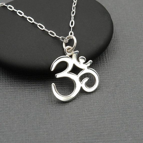 Ohm Necklace - 925 Sterling Silver Buddhist Jewelry, yoga jewelry, om necklace, yoga teacher gift Buddhist Jewelry, Ohm Necklace, Ohm Pendant, Om Necklace, Buddhist Jewellery, Script Necklace, Om Pendant, Om Symbol, Symbol Necklace