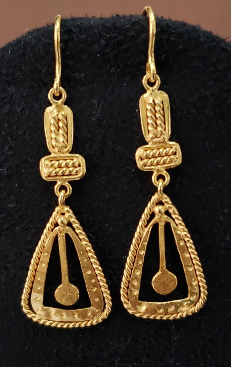 -PRODUCT TYPE - GOLD VERMEIL ANCIENT ROMAN EARRINGS -MATERIAL - SILVER -PURITY - 925 -TOTAL WEIGHT - APPROX - 4.370 GRAMS -Minimal & Simple, Dainty Sterling Silver Dangle Earring, Understated Luxury. - Delicate Sterling Silver Earring. - 24k Gold Vermeil earring. - Made to order, just for you. -This is a whole new creation by Anirudh Gems artisans. This item is made in silver with 24k gold vermeil. We have given a structural look in this earring which has made it minimalist. You can wear in Gold Teardrop Earrings With Lever Back As Gift, Gold Teardrop Earrings As Gift, Classic Yellow Gold Chandelier Earrings As Gift, Yellow Gold Dangle Plug Earrings For Formal Events, Yellow Gold Teardrop Pierced Earrings, Teardrop Yellow Gold Pierced Earrings, Hallmarked Gold Plated Teardrop Earrings, Gold Chandelier Drop Earrings Fine Jewelry, Gold Drop Plug Earrings For Anniversary