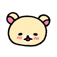 a drawing of a teddy bear's face with pink cheeks and ears, on a white background