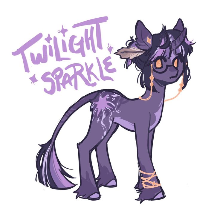 the twilight sparkle pony is standing in front of a white background with purple lettering on it