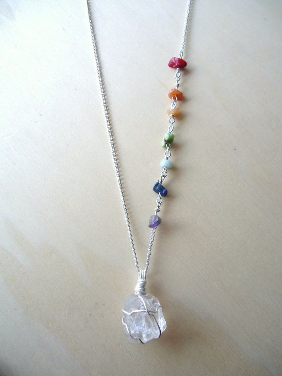 قلادات متدلية, Raw Clear Quartz, Yoga Necklace, Chakra Necklace, Chakra Jewelry, 7 Chakra, Sacral Chakra, Ruby Jewelry, Healing Jewelry