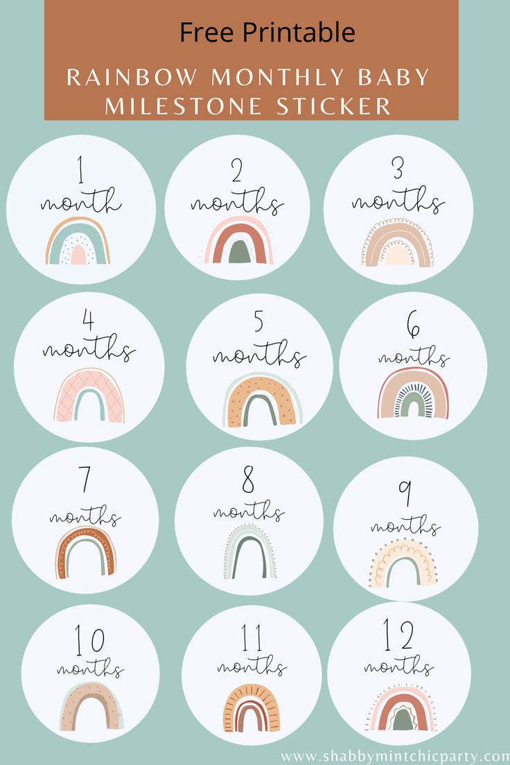 the printable rainbow month baby stickers