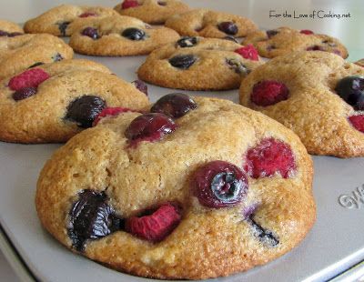 freshly baked blueberry and raspberry chocolate chip cookies