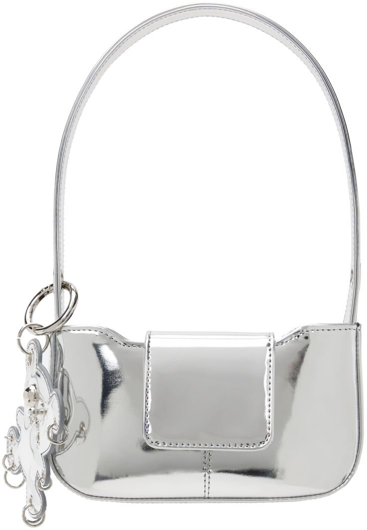 Justine Clenquet - Silver Dylan Bag Metallic Shoulder Bag With Removable Pouch For Party, Silver Satchel Shoulder Bag, Metallic Rectangular Shoulder Bag With Removable Pouch, Silver Crossbody Baguette Bag For Evening, Trendy Silver Top Handle Shoulder Bag, Silver Shoulder Bag With Removable Pouch For Party, Silver Crossbody Shoulder Bag, Chic Silver Shoulder Bag, Silver Party Shoulder Bag With Removable Pouch