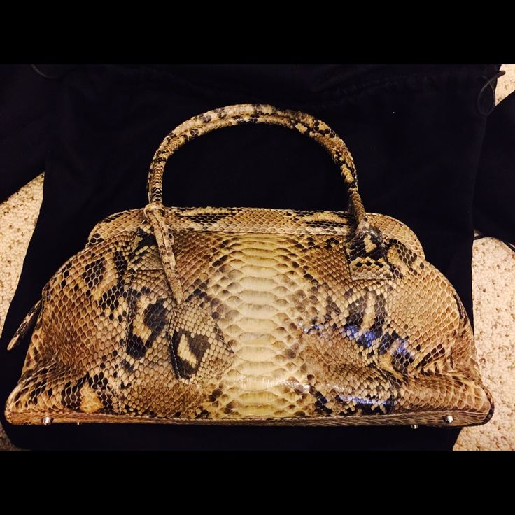 Genuine Python Handbag With Lamb Suede Lining - Brand New ; Color: Natural ( Madeleine) Great Gift Idea For Birthday & Mother's Day Or Any Occasion, & Even For Yourself Brown Leather Shoulder Bag With Snake Print, Luxury Leather Shoulder Bag With Snake Print, Elegant Snake Print Leather Bags, Elegant Snake Print Shoulder Bag, Python Handbags, Skin Hand, Python Bags, Python Skin, Chic Leather